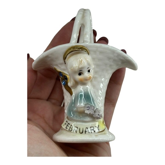 February Birthday Angel Adriane Basket Figure Purple Rhinestones DAMAGE READ VTG - Picture 6 of 12